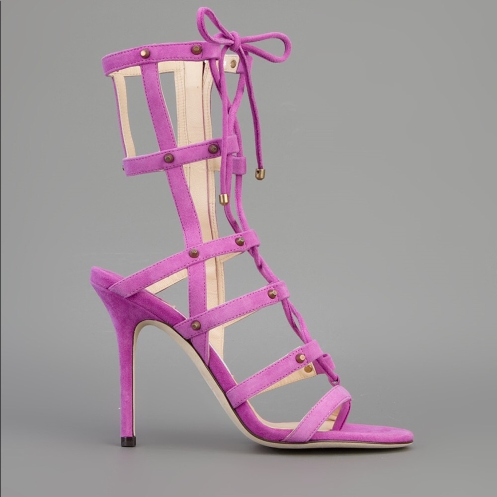 Worn ONCE jimmy choo purple lace up sandals